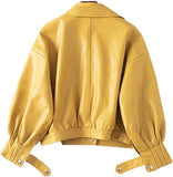 Women’s Yellow Stylish Bomber Moto Genuine Lambskin Leather Jacket