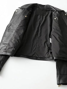 Women's Classic Belted Black Biker Genuine Sheepskin Leather Jacket