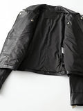 Women's Classic Belted Black Biker Genuine Sheepskin Leather Jacket