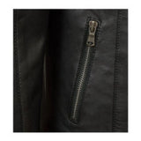 Women's Black Quilted Shoulders Genuine Sheepskin Racer Leather Jacket