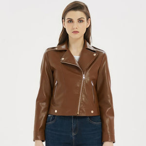 Women's Classic Brown Fringed Tassels Genuine Sheepskin Leather Jacket