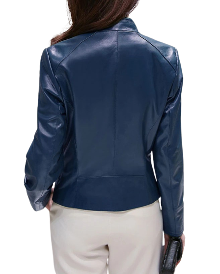 Womens Serene Genuine Lambskin Biker Leather Jacket