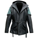 Men's Superior Genuine Sheepskin Hooded Field Leather Jacket