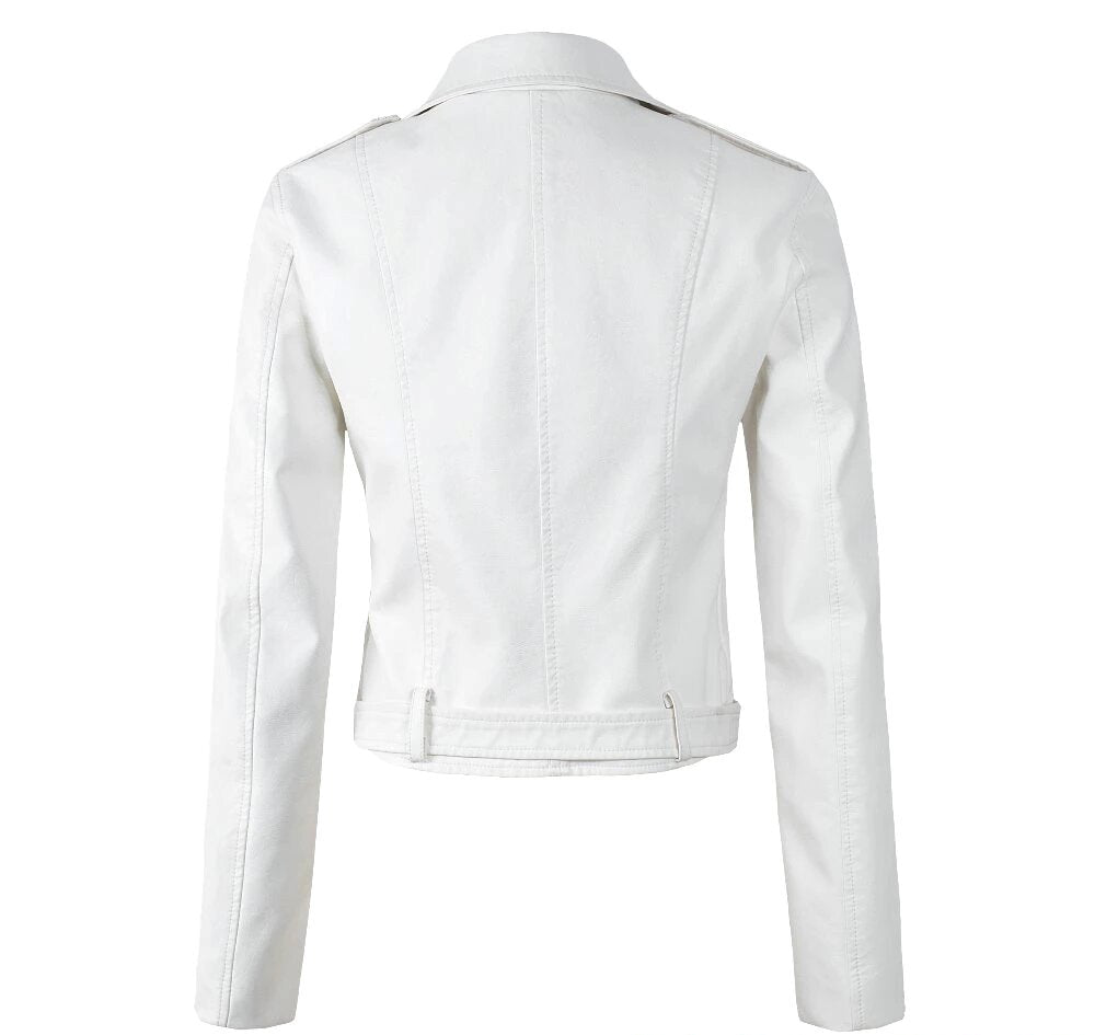 Womens Bellamy Genuine Lambskin Biker Leather Jacket